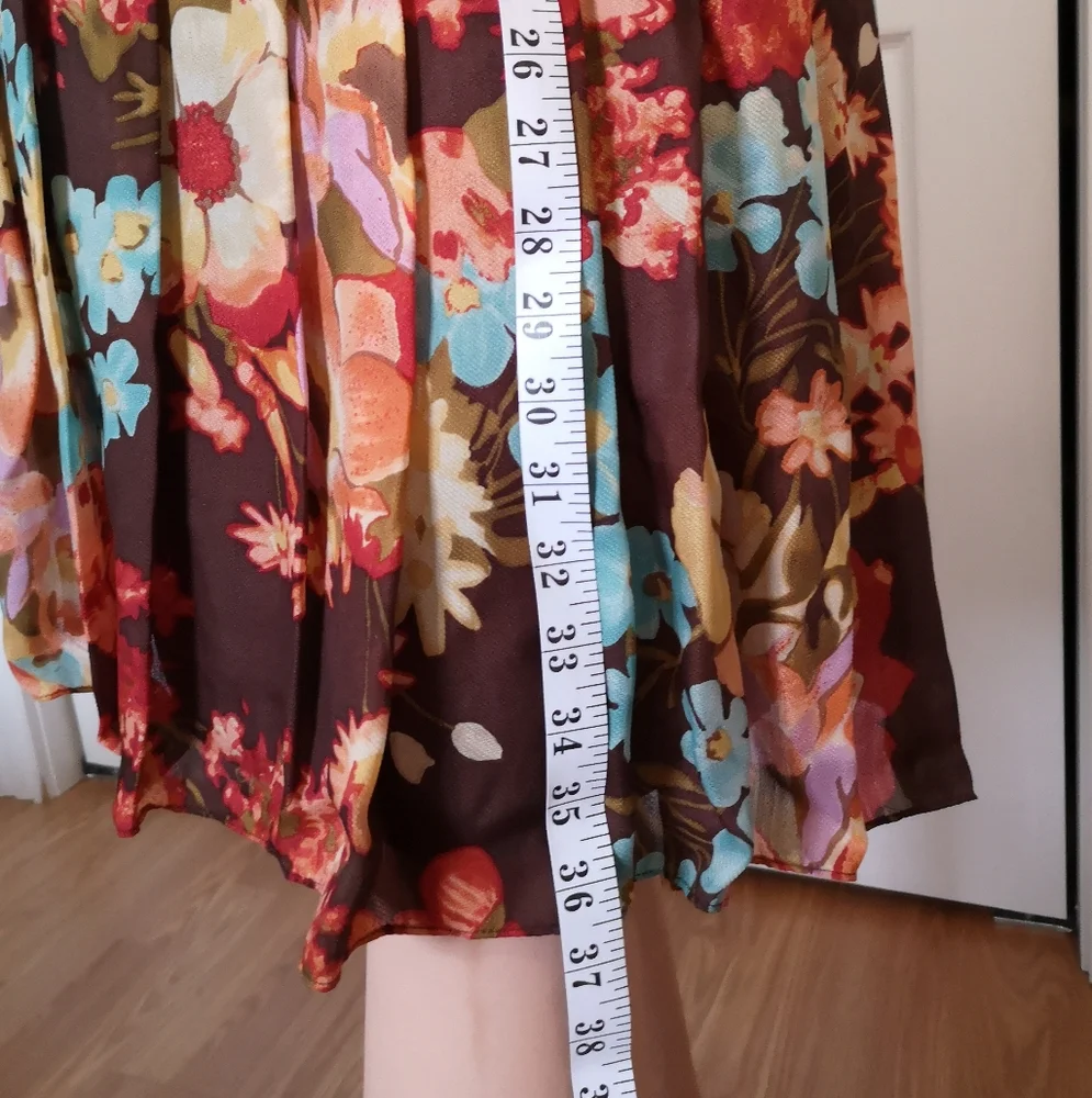 Kay Unger Women's Size 12 Floral Sleeveless Dress - Silk Wool Blend - Picture 6 of 9